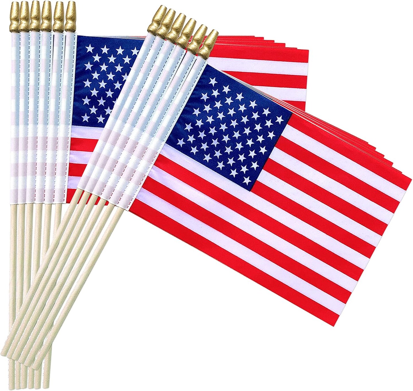 12 Pack US American Stick Flags Small Mini USA Hand Held Flags 5x8 Inch