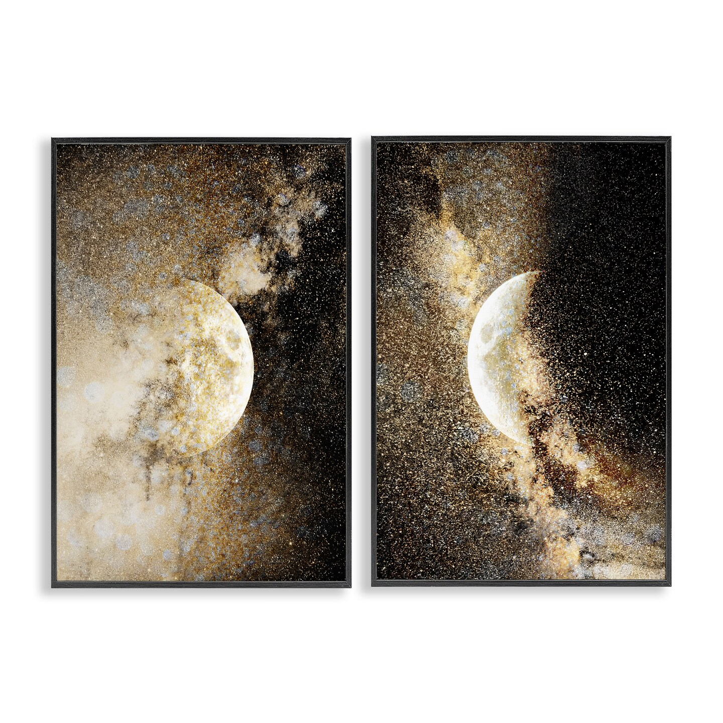 Stupell Industries Moons with Starry Nebulas 2pc Framed Giclee Set Design by Gemma Bardot