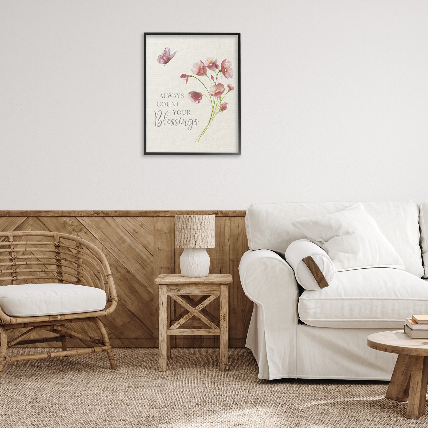 Stupell Industries Count Your Blessings Florals Framed Giclee Design by Janet Tava