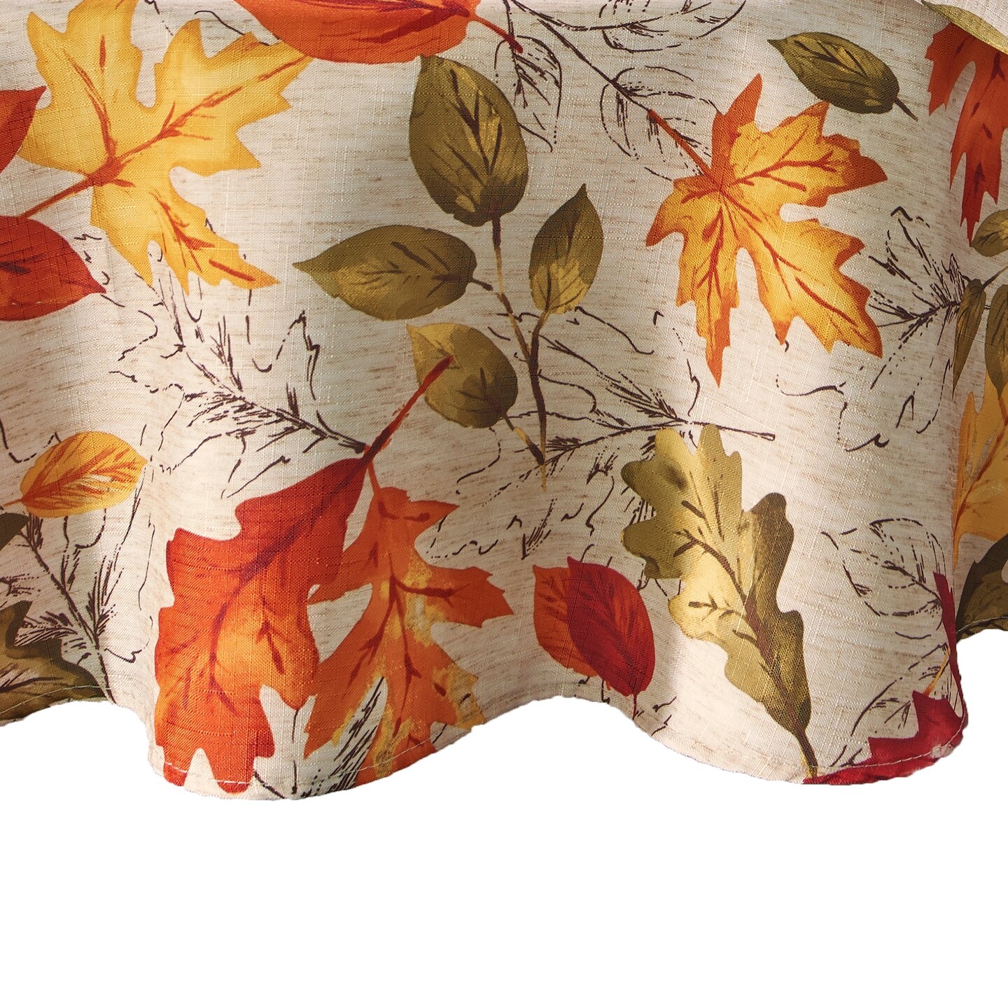 Threadmade Home Autumn Leaves Fall Printed Tablecloth, Multicolor - 70"W x 70"L Round