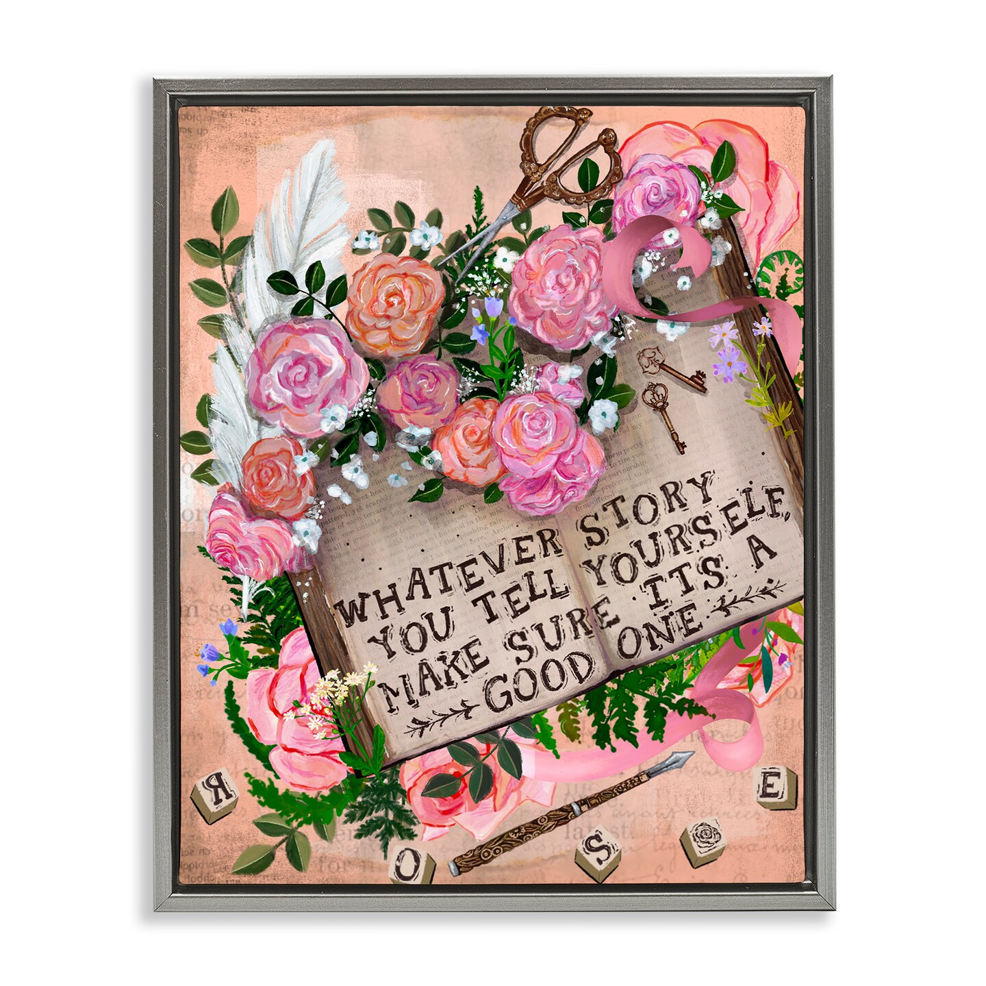 Stupell Industries Tell Yourself A Good Story Floating Frame, design by Glad You're Here Co.