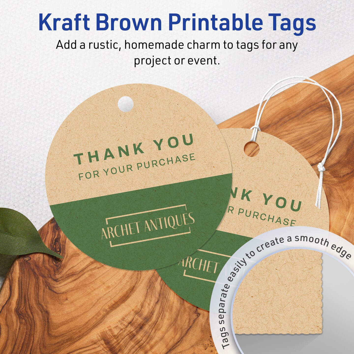3&#x22; Diameter Round, Kraft Brown Printable Tags