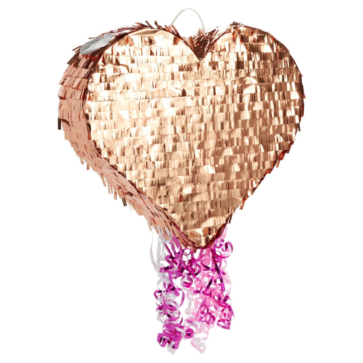 Sparkle and Bash Rose Gold Foil Pull String Heart Pinata, Ideal for Birthday Party Decorations &#x26; Supplies, Quinceanera, Valentine&#x27;s Day (15.7 x 13 x 3 In, Small)