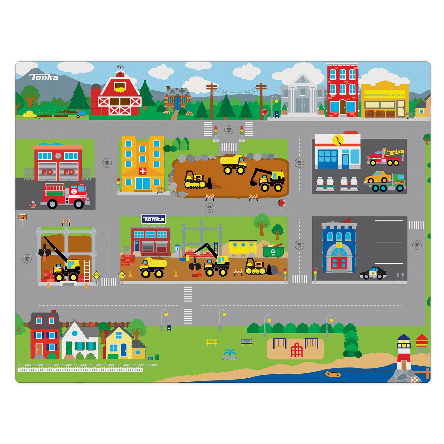 Imaginmat: Jumbo - Tonka - Floor Playmat &#x26; 2 Toy Cars, 47 x 61&#x22;, 2 Character Vehicles, Durable EVA Foam Mat, Portable Design, Licensed, Kids Ages 3+