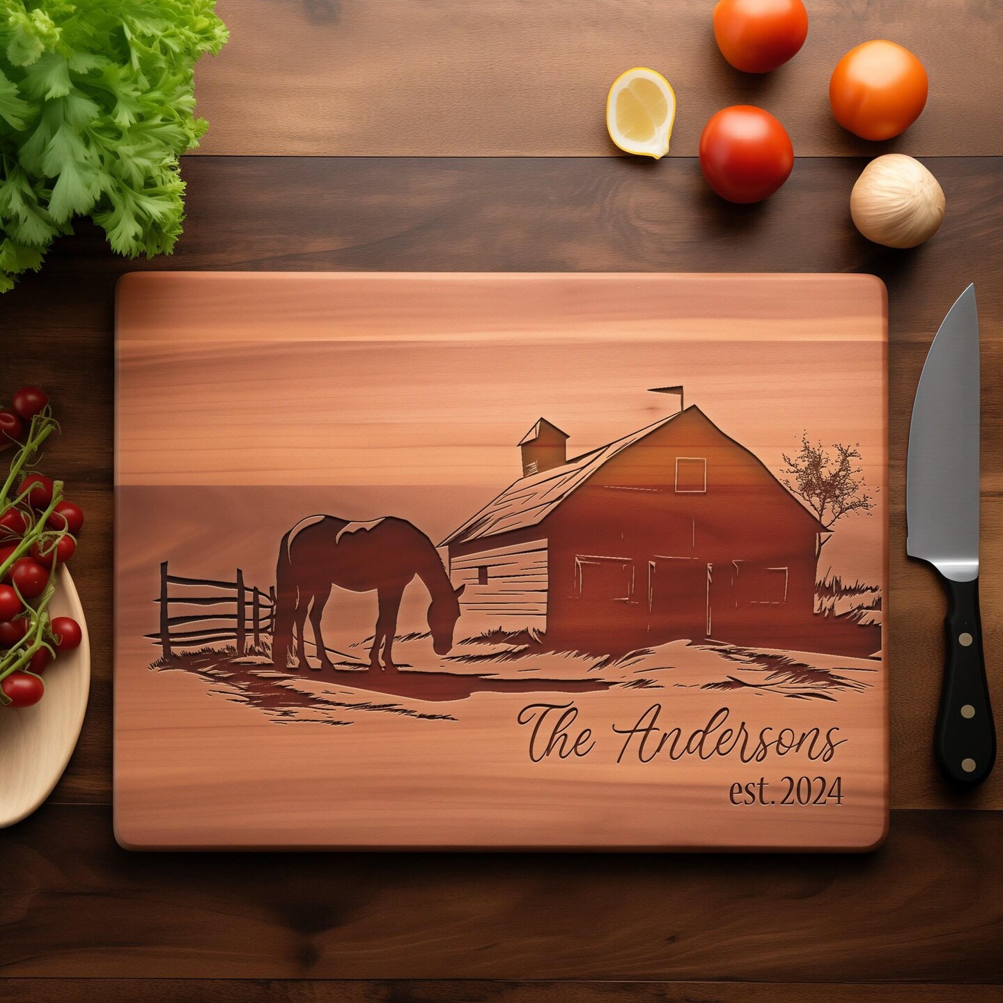 Horse Cutting Board, Equestrian Gifts, Equine Kitchen Decor, Bridal Shower, Personalized Horse Cutting Board, Custom Horse Wedding Gift product 3