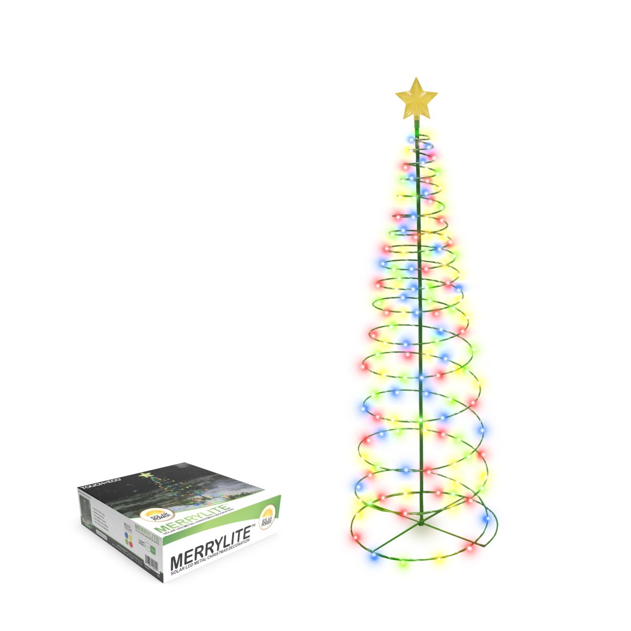 4Ft Solar Led Metal Christmas Tree Decoration Multi Color Warm White 200 Lights
