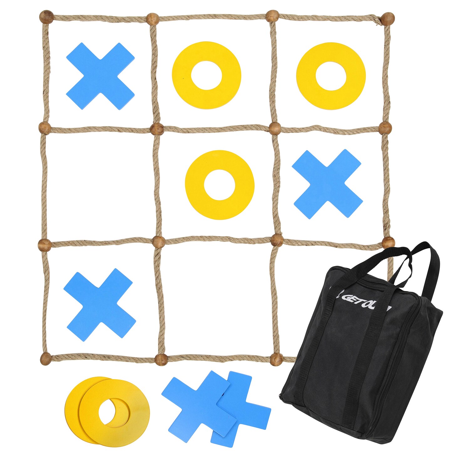 Get Out! Jumbo Tic Tac Toe Game Backyard Games Set - Giant Wooden Outdoor Toss