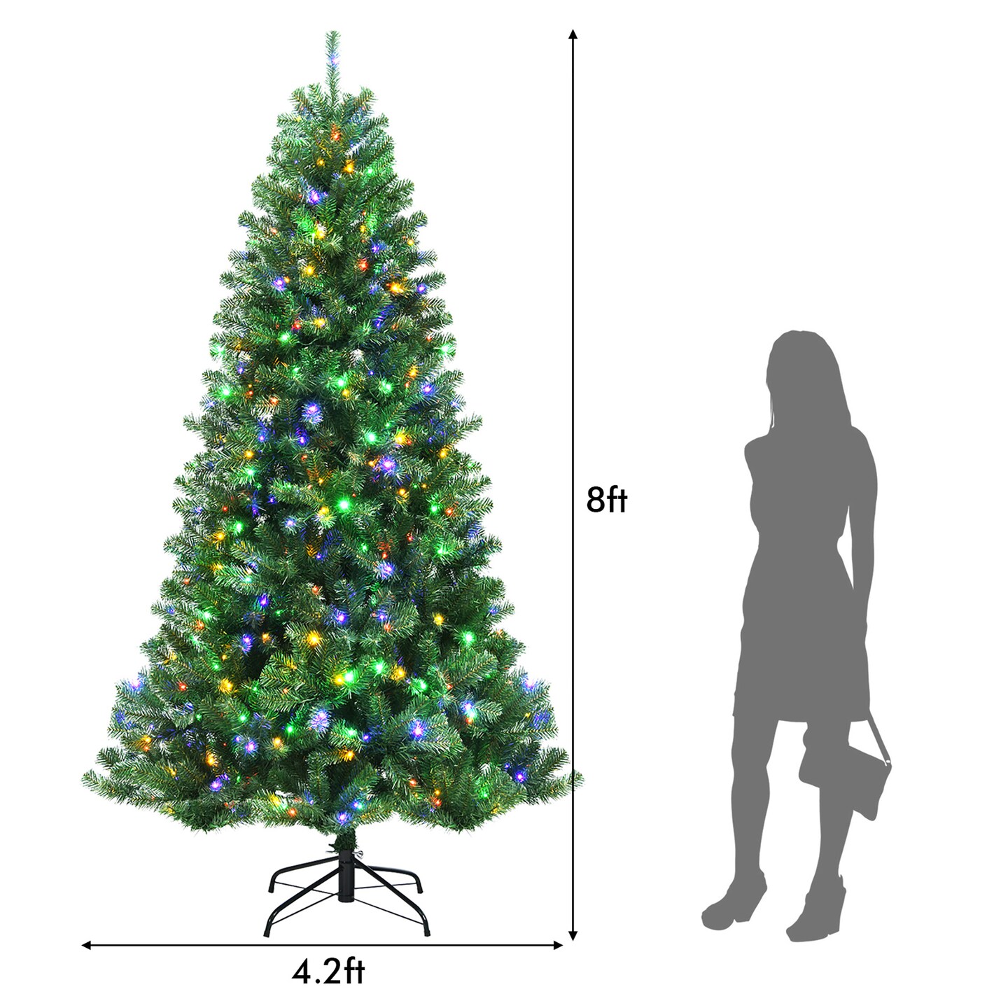 Costway 6/7/8 ft Pre-lit Hinged Christmas Tree with Remote Control & 9 Lighting Modes