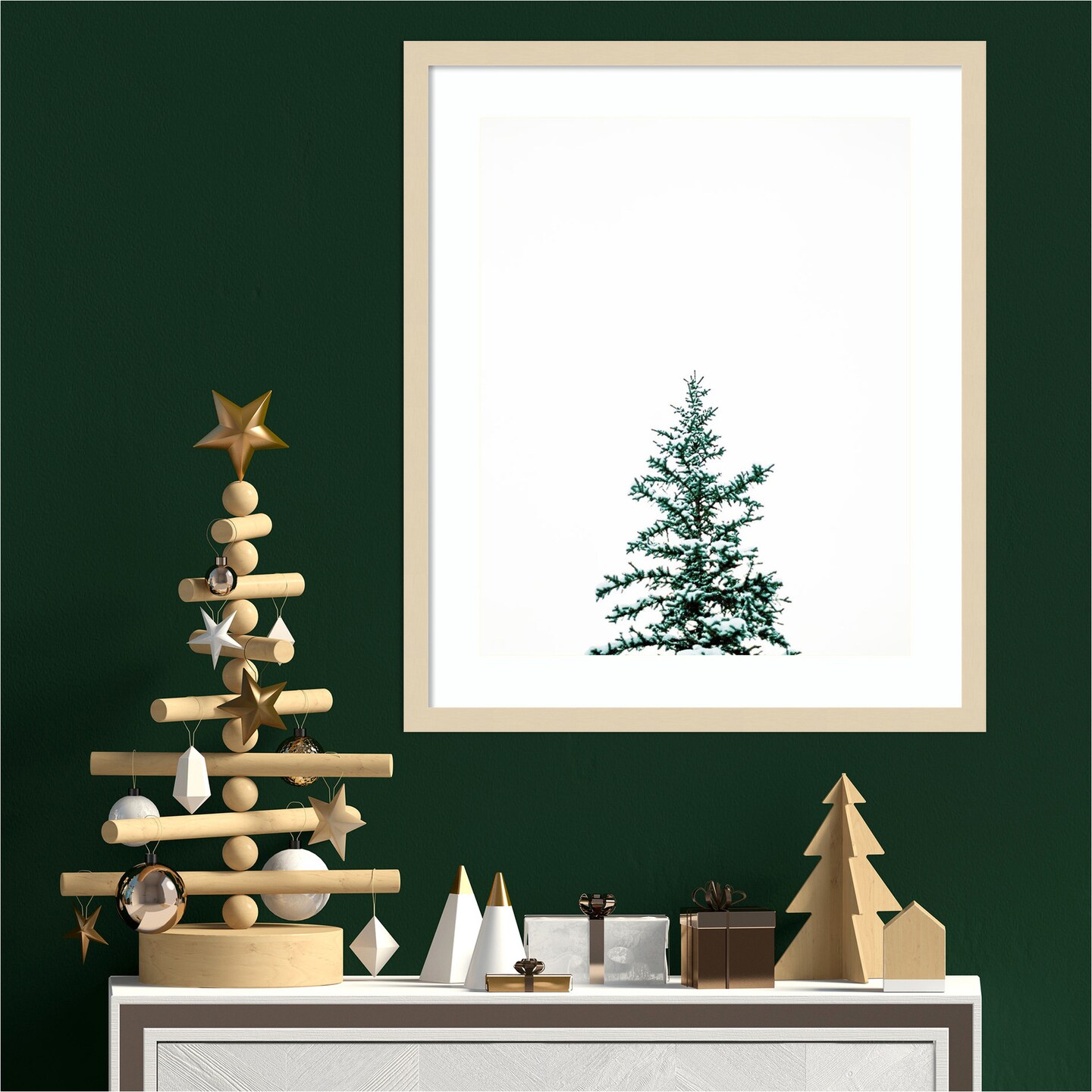 Winter Trees V by Justine Milton Wood Framed Wall Art Print