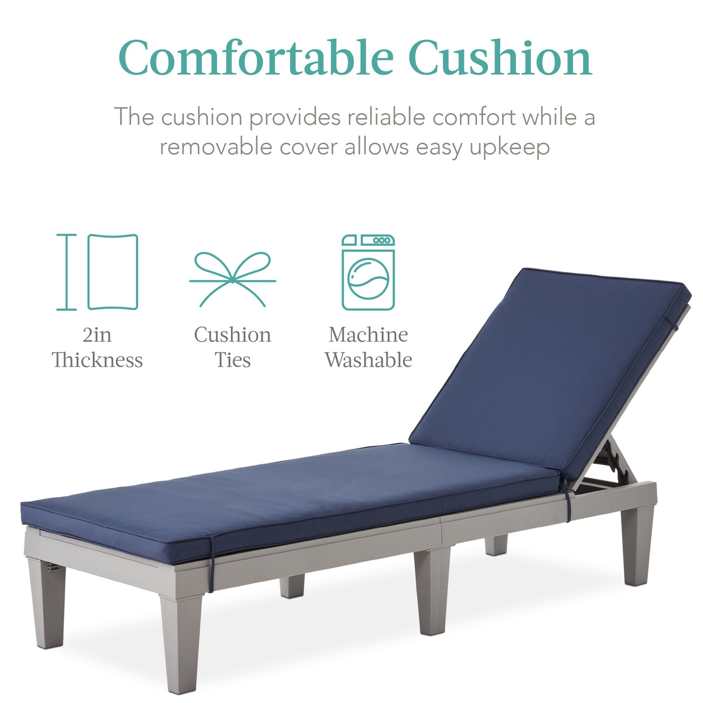 Best Choice Products Outdoor Lounge Chair, Resin Patio Chaise Lounger w/ Seat Cushion, 5 Positions