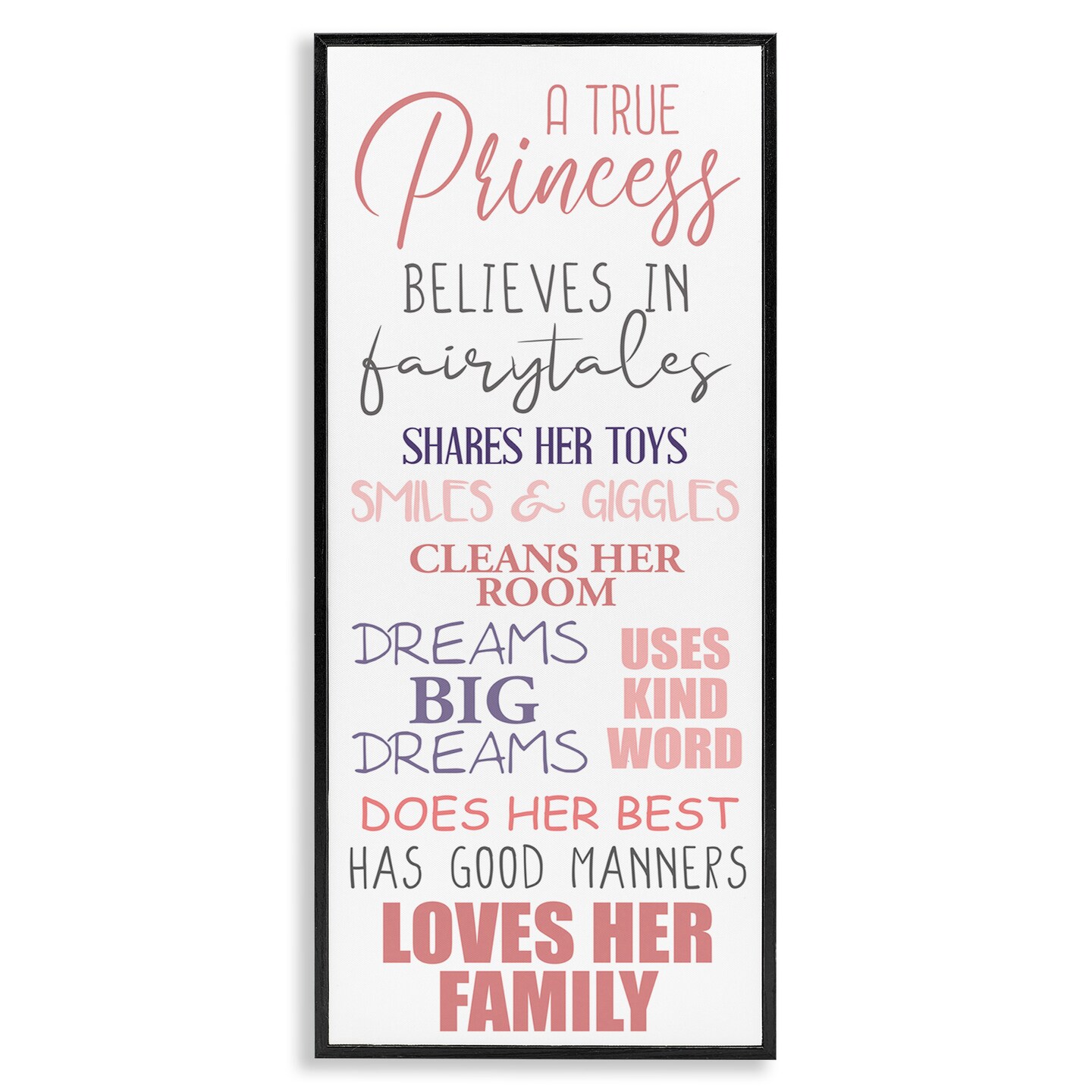 Stupell Industries Inspiring True Princess Rules Framed Giclee Art