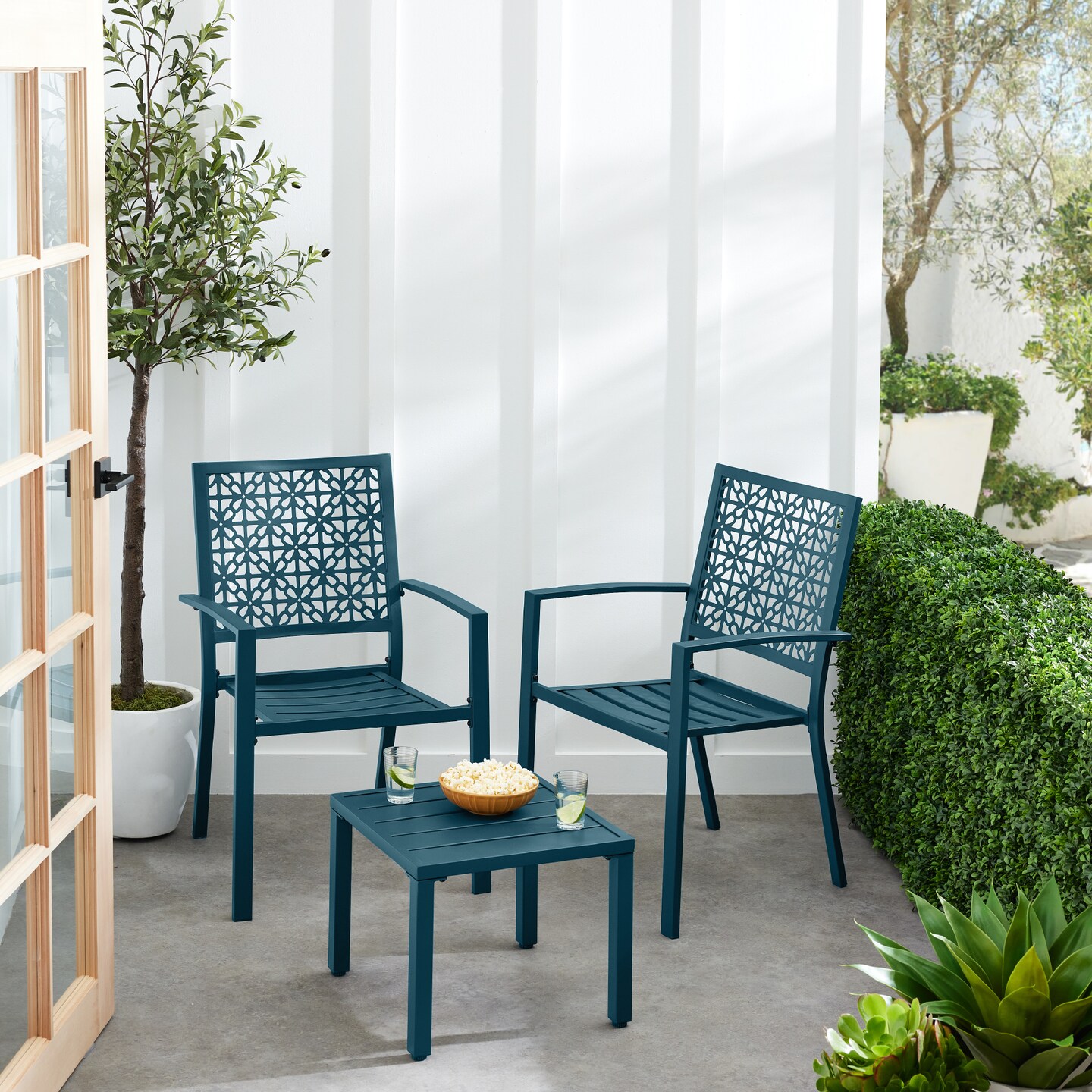 Best Choice Products 3-Piece Stackable Patio Bistro Set, Outdoor Chat Furniture w/ 2 Chairs, Table