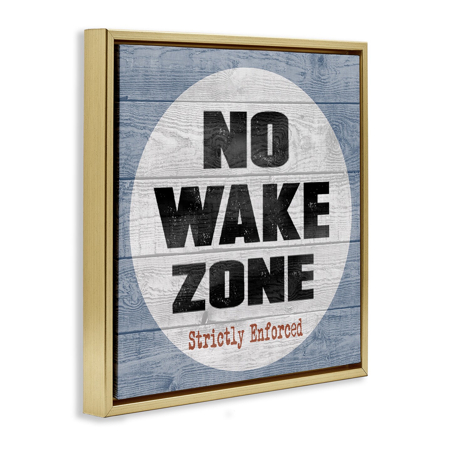 Stupell Industries No Wake Zone Beach Planks Framed Floater Canvas Wall Art