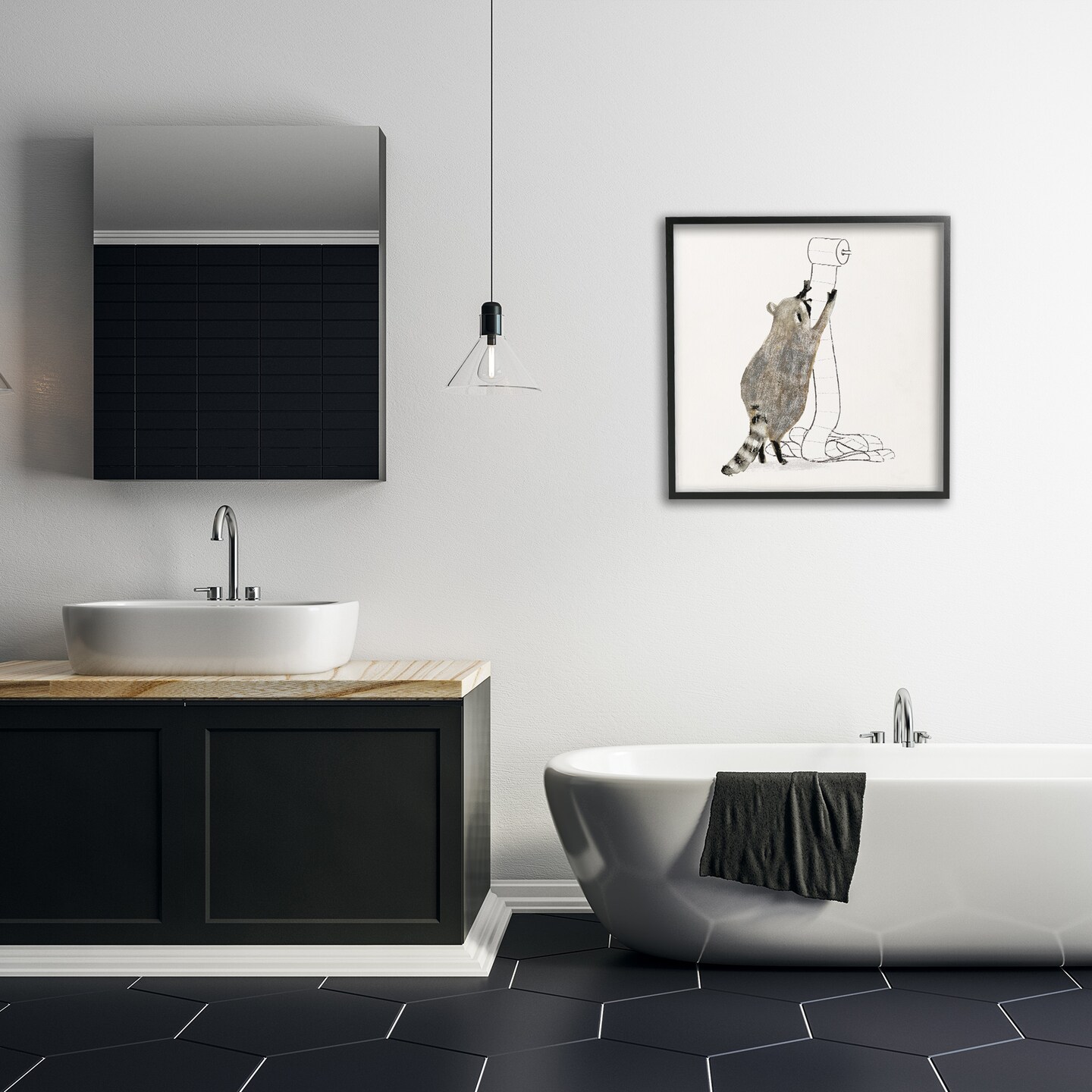 Stupell Industries Raccoon Toilet Paper Hoarder Framed Giclee Art