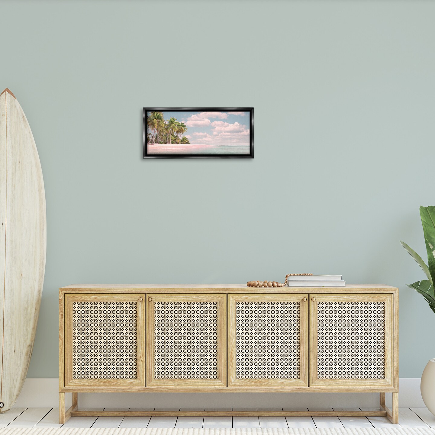 Stupell Industries Clear Water Tropical Beach Coast Framed Floater Canvas Wall Art