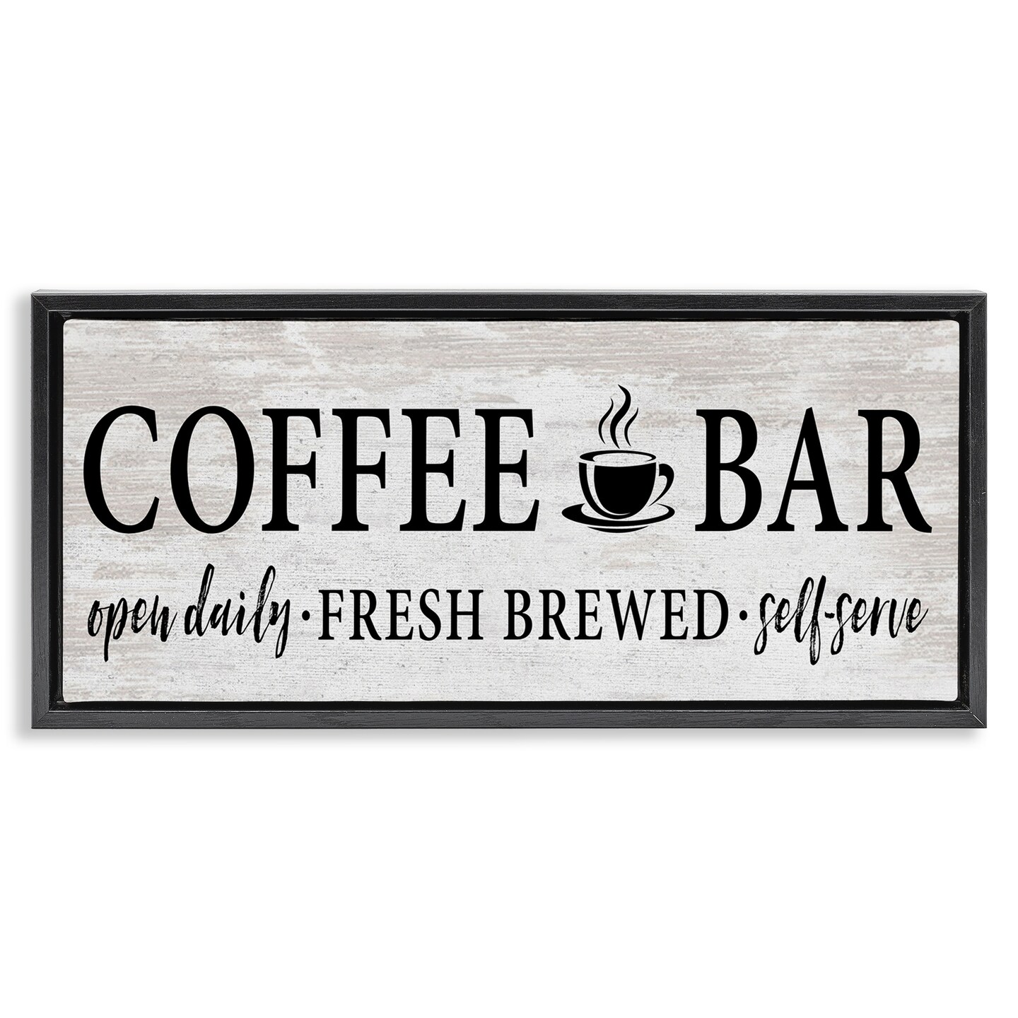 Stupell Industries Coffee Bar Cafe Rustic Sign Framed Floater Canvas Wall Art