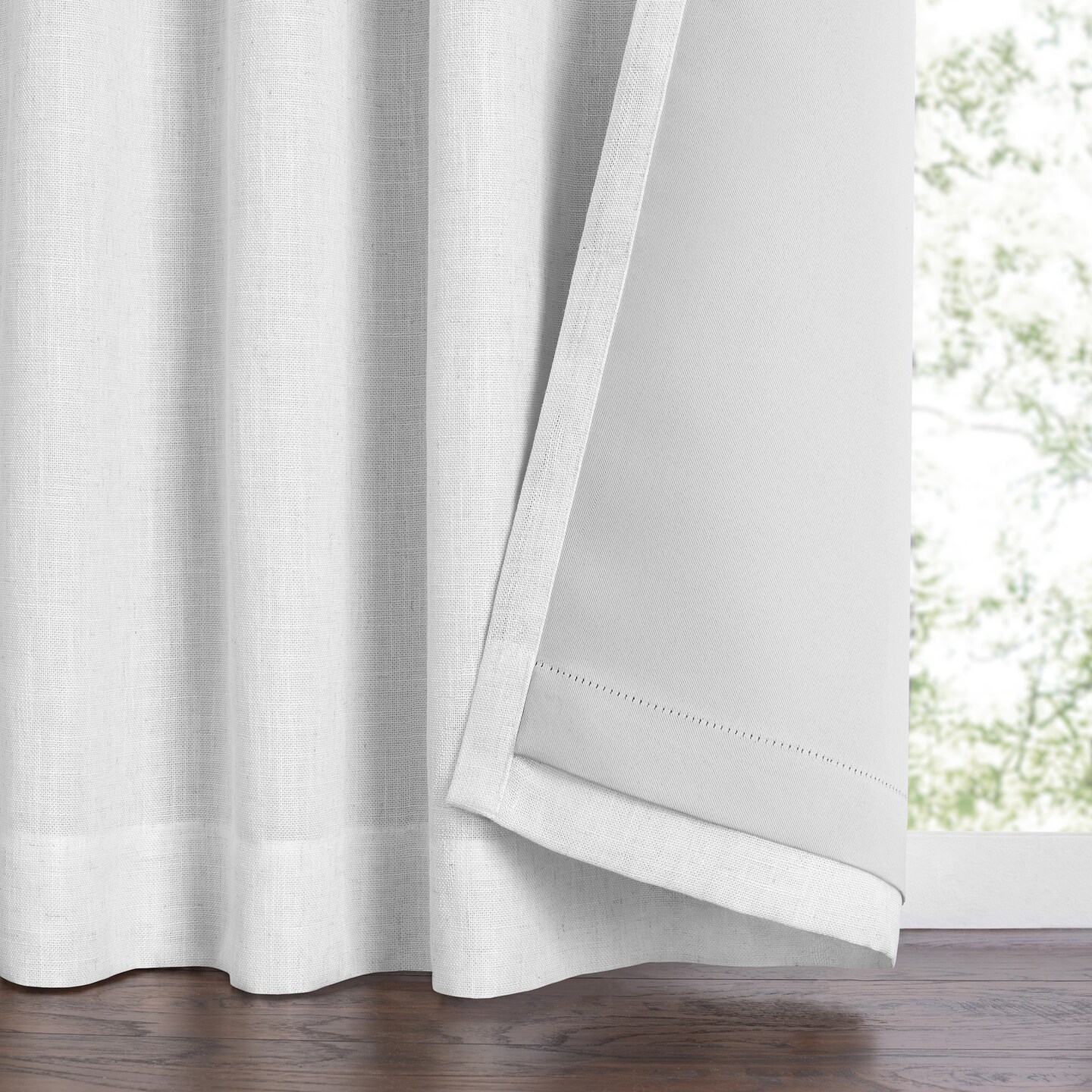 Threadmade Home Harrow Solid Texture Blackout Window Curtain Panel, White - 52"W x 108"L