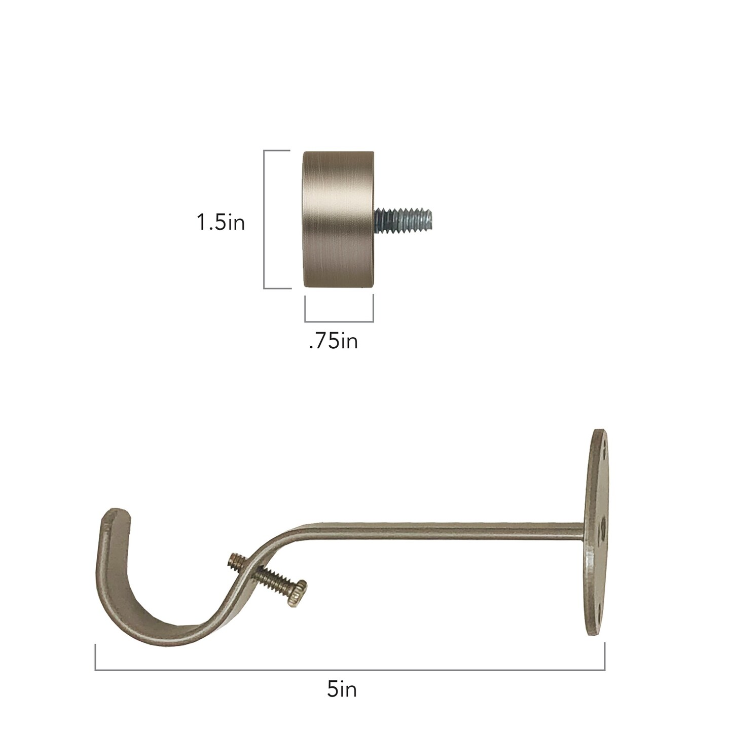 Threadmade Home Serena Single Curtain Rod with Contemporary Cap Finial, Polished Nickel - 48"W x 86"L