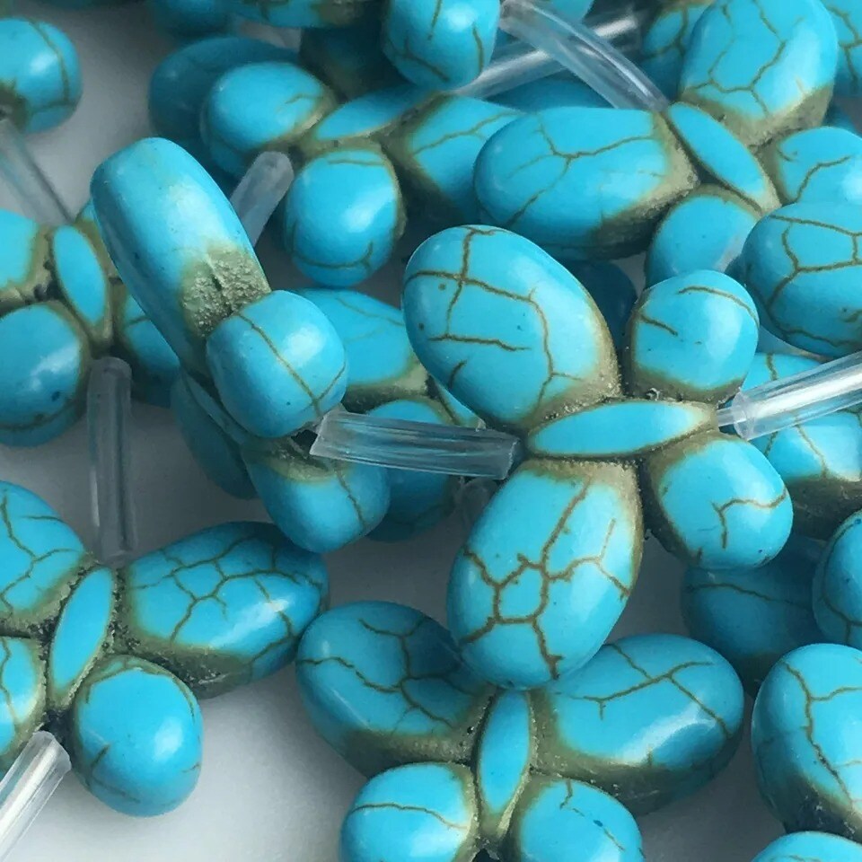 Blue Howlite Turquoise Butterfly Shape Beads 15x20mm 15.5" Strand