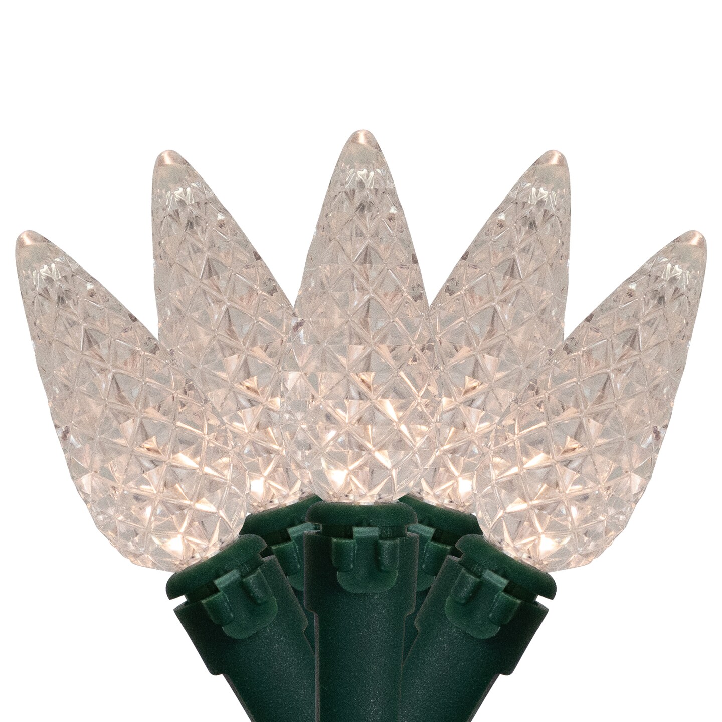 Northlight LED C6 Faceted Christmas Lights - Warm White - 15.75’ Green Wire - 50ct