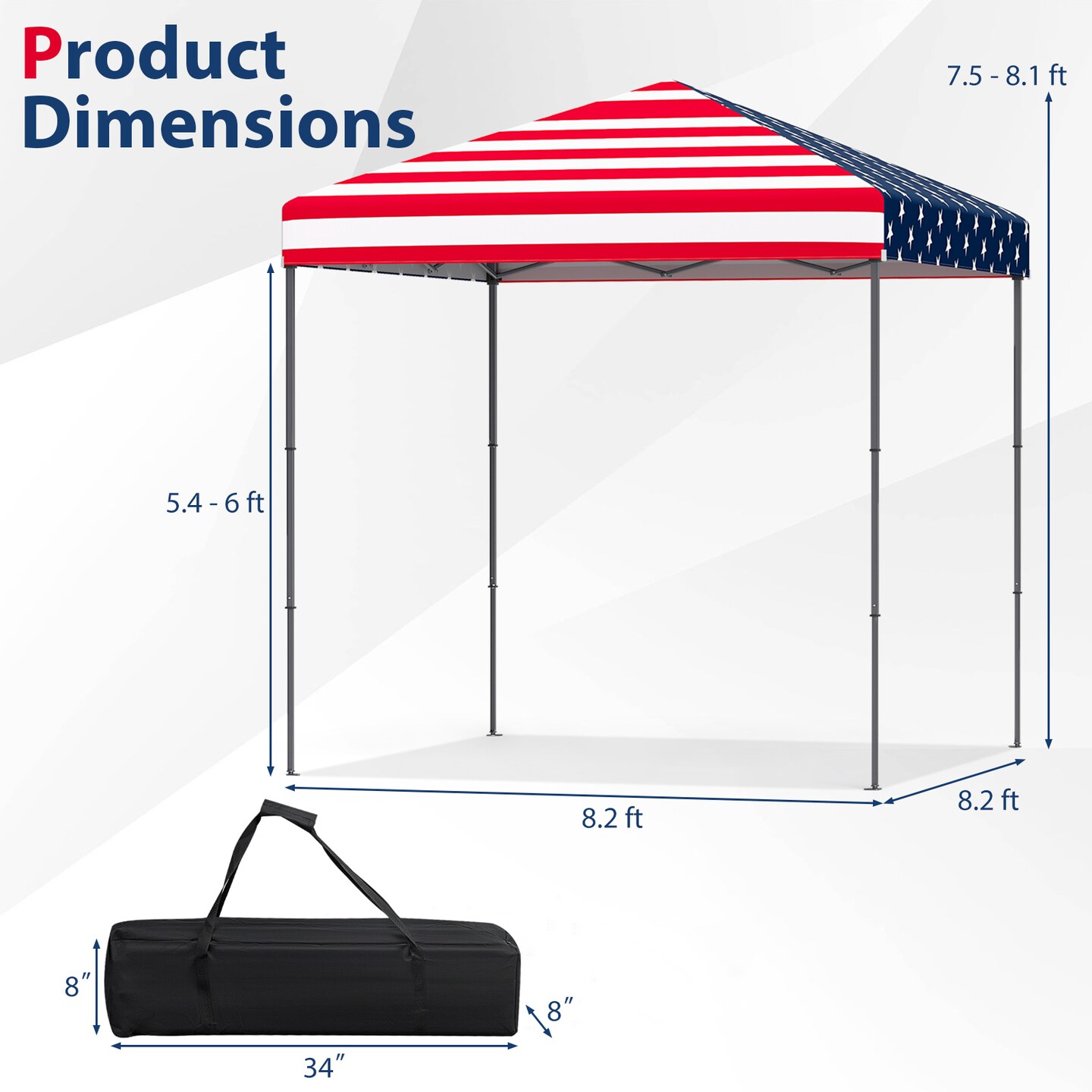 6.6x6.6 Ft Portable Pop Up Canopy Tent with Carry Bag Quick Setup Outdoor Shelter with UV Protection