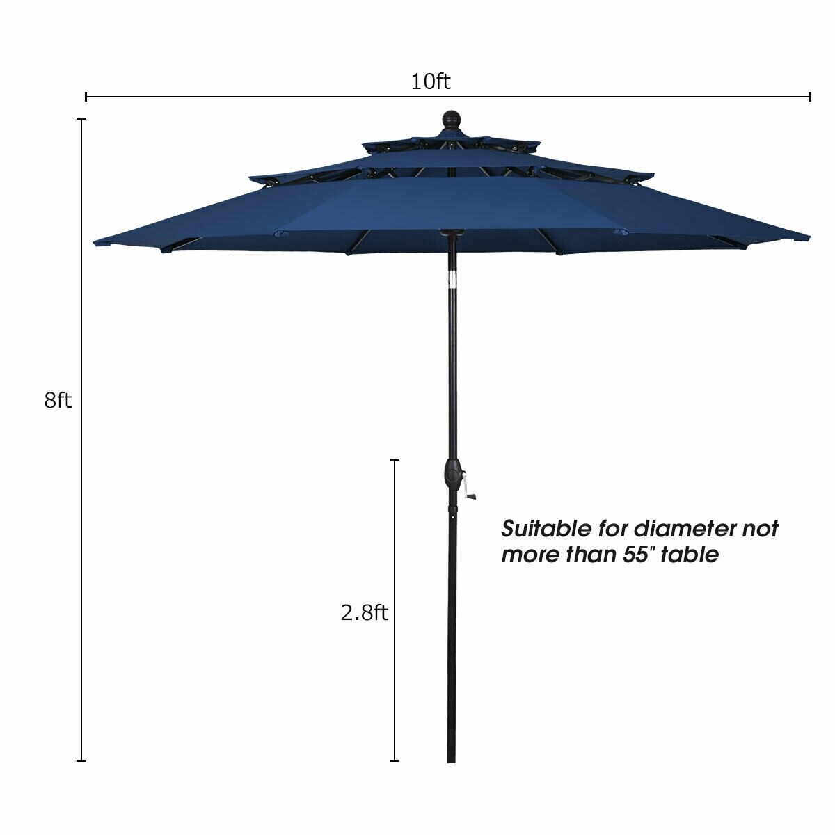 Aluminum Polyester Patio Umbrella 10ft with Auto-Tilt and Air Vent