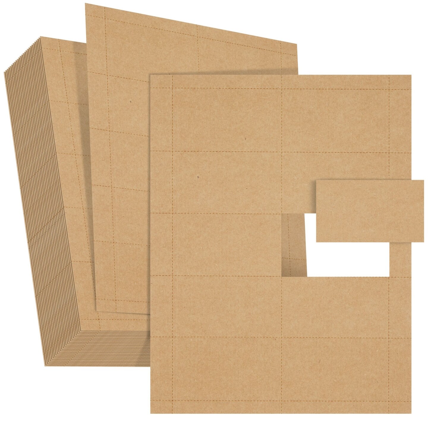 1000 Piece Blank Printable Business Cards 3.5 x 2, Kraft Paper Perforated Cardstock for Inkjet and Laser Printers, 10 Cards Per Sheet (Brown)