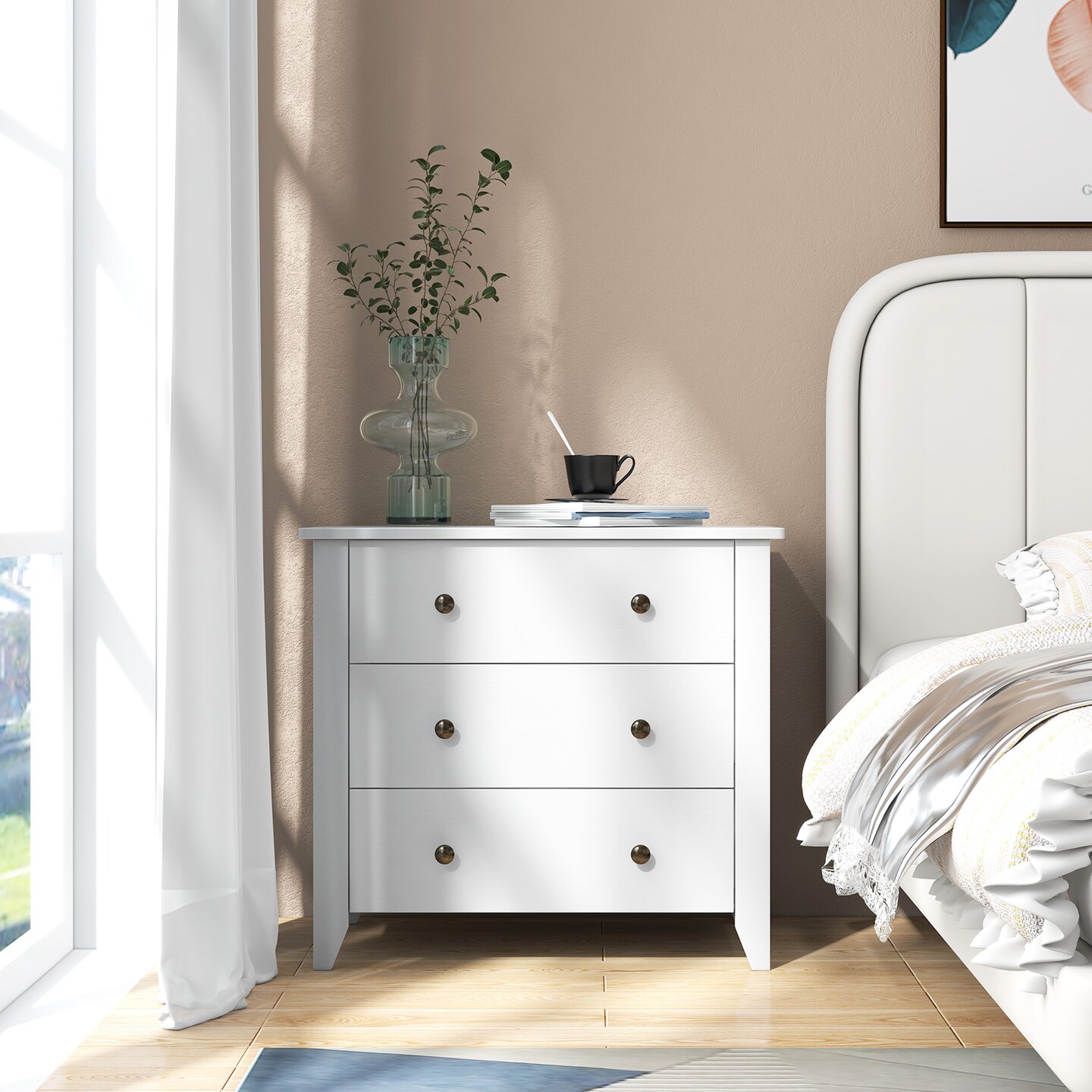 Modern 3-Drawer Dresser Chest Storage Organizer for Bedroom Living Room and Entryway