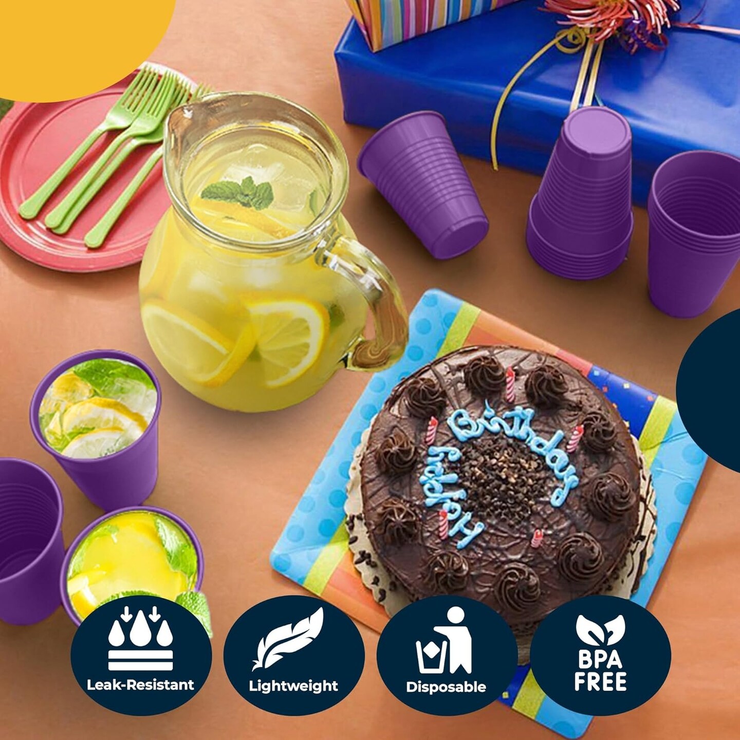 Exquisite Party Solids 12 Oz Plastic Cups – 100 Pack Disposable Cups for Parties & Events | Durable Plastic Party Cups | Bulk Drink Cups for Soda, plastic cup | Recyclable Disposable Cups for Everyday Use & Celebrations