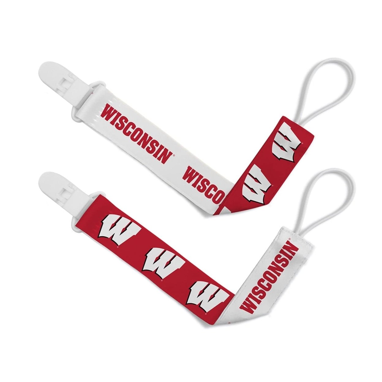 Wisconsin Badgers Pacifier Clip 2-Pack Ncaa Baby Fanatic Team Colors