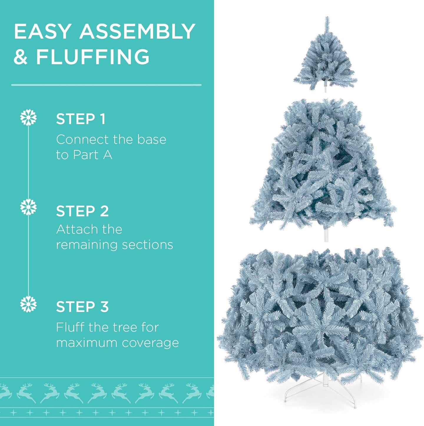 Artificial Christmas Tree Hinged Pine with 250 Lights, 1,000 Tips &#x26; Foldable Base Pre-Lit Outdoor Holiday Decor