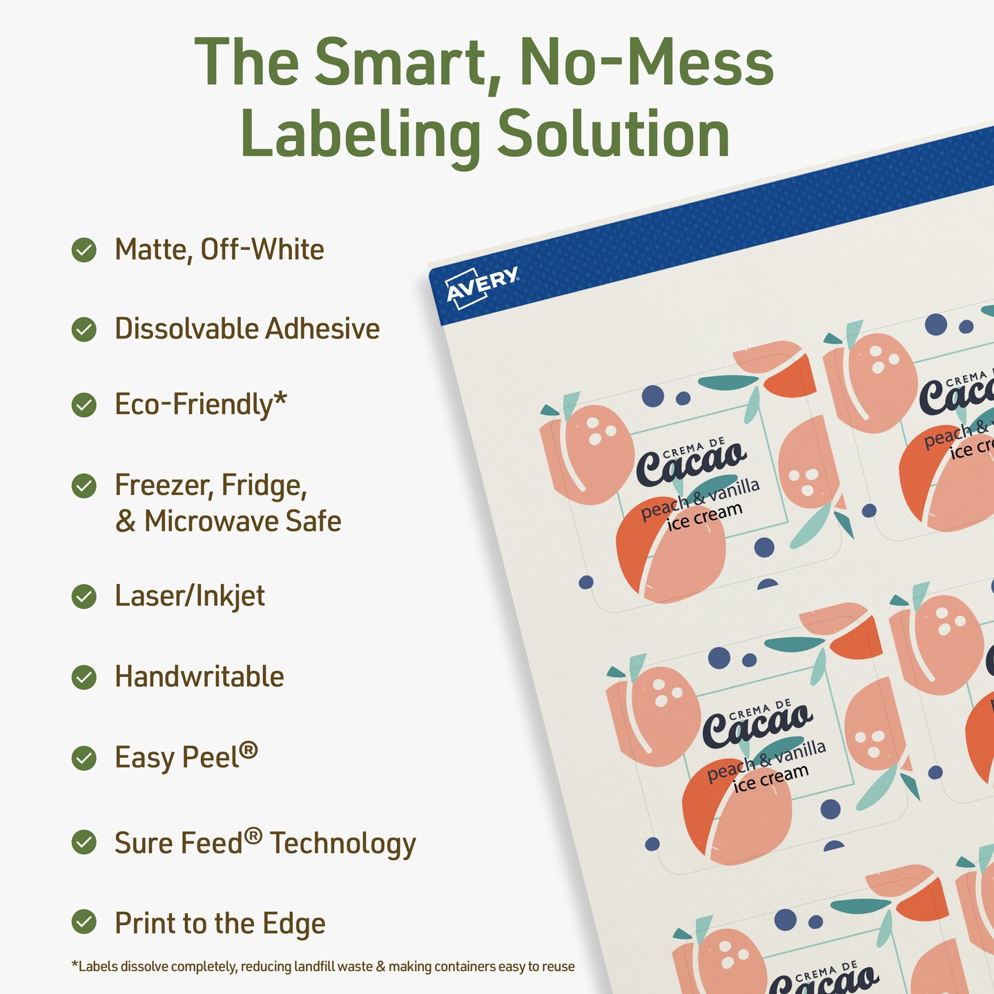 Avery Dissolvable Labels, 1-13/16" x 2-3/16" Rectangle