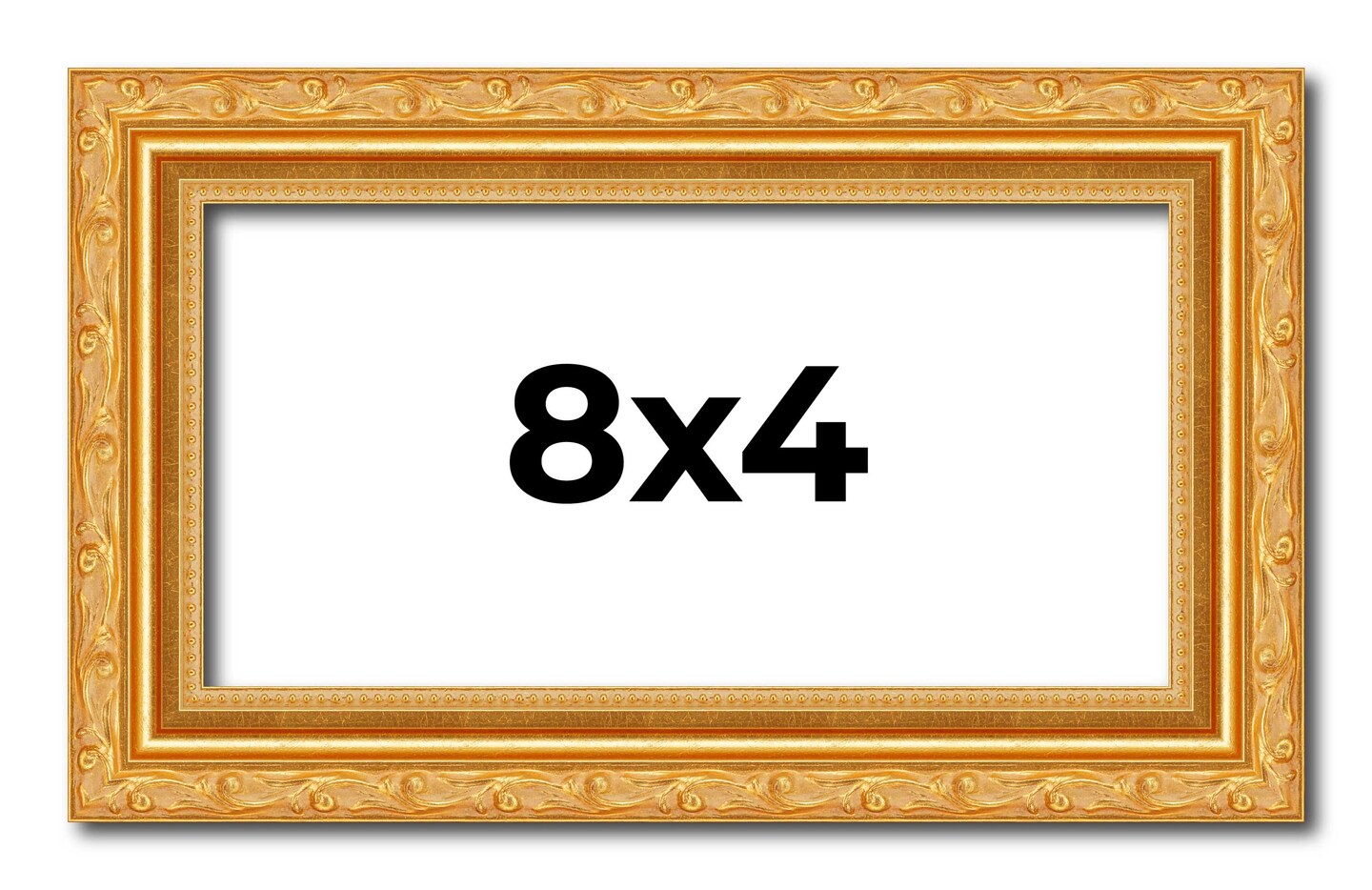 8x4 Solid Wood Antique Picture Frame with UV-Resistant Acrylic & Acid-Free Backing, Available in 4 Finishes: Bronze, Gold, Silver, and Gold with Black