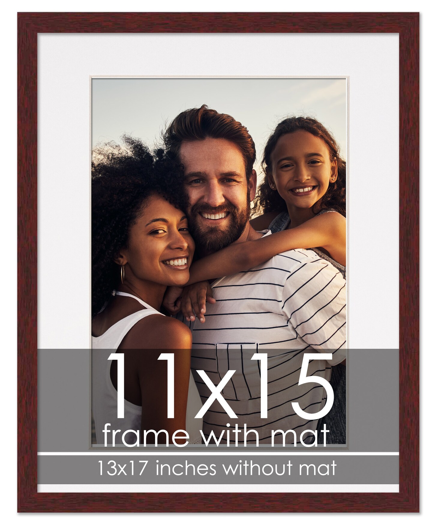 Brown Frame Wood Grain with White Photo Mat, UV Acrylic Front, Foam Board Backing, 60 Sizes Available