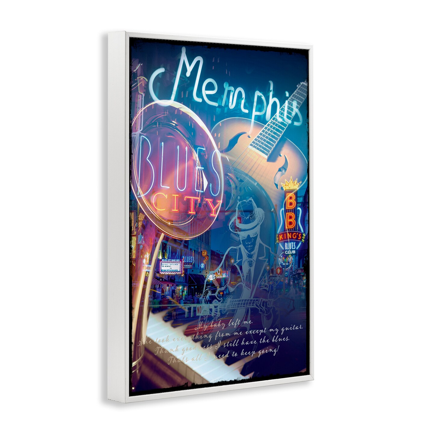 Stupell Industries Memphis Blues City Framed Giclee Wall Art Design by Reinders
