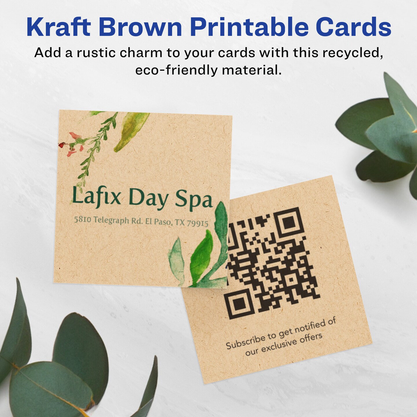 Avery 2&#x22; x 2&#x22; Square, Kraft Brown Square Cards