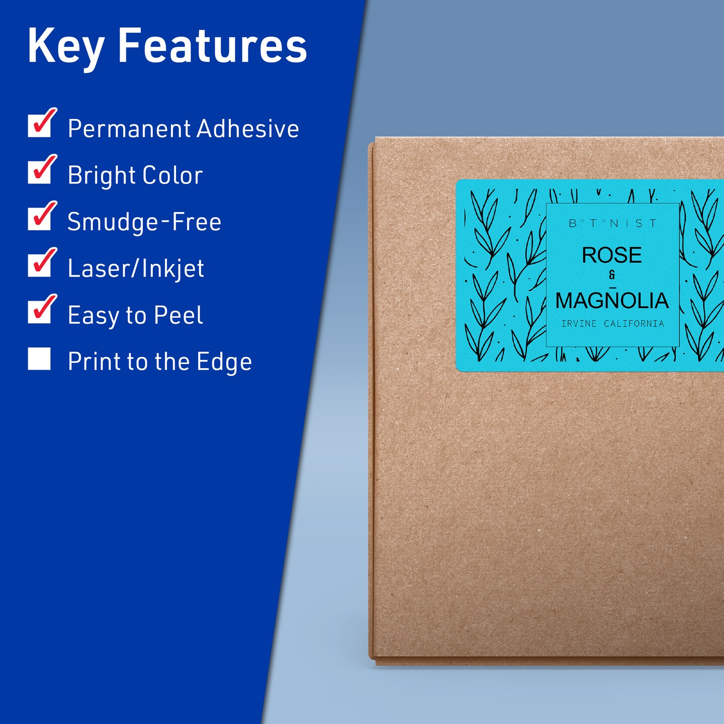 Avery Bright Blue Paper Labels, 5&#x22; x 6&#x22; Rectangle
