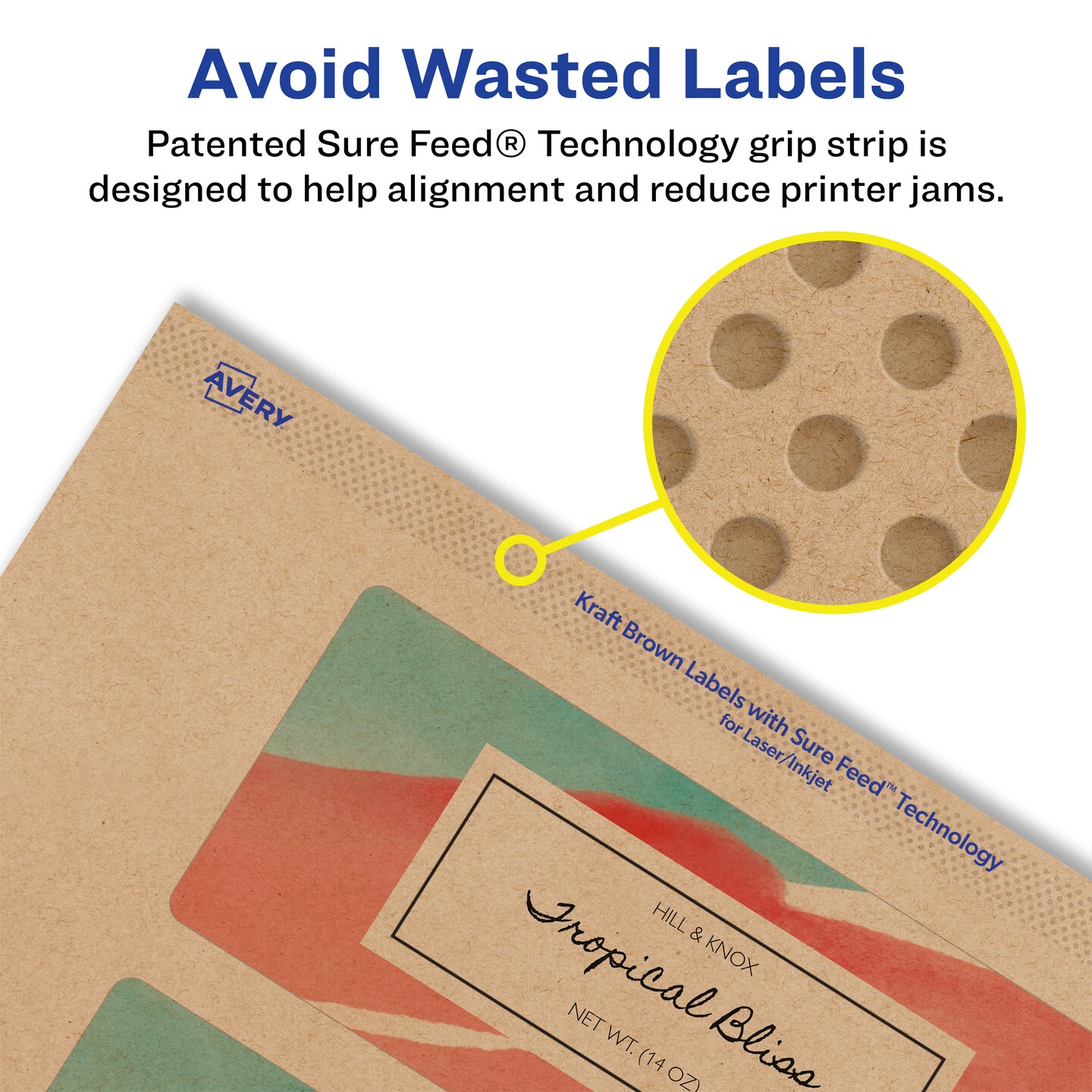 Avery Kraft Brown Rectangle Labels with Sure Feed, 2.5&#x22; x 4&#x22;