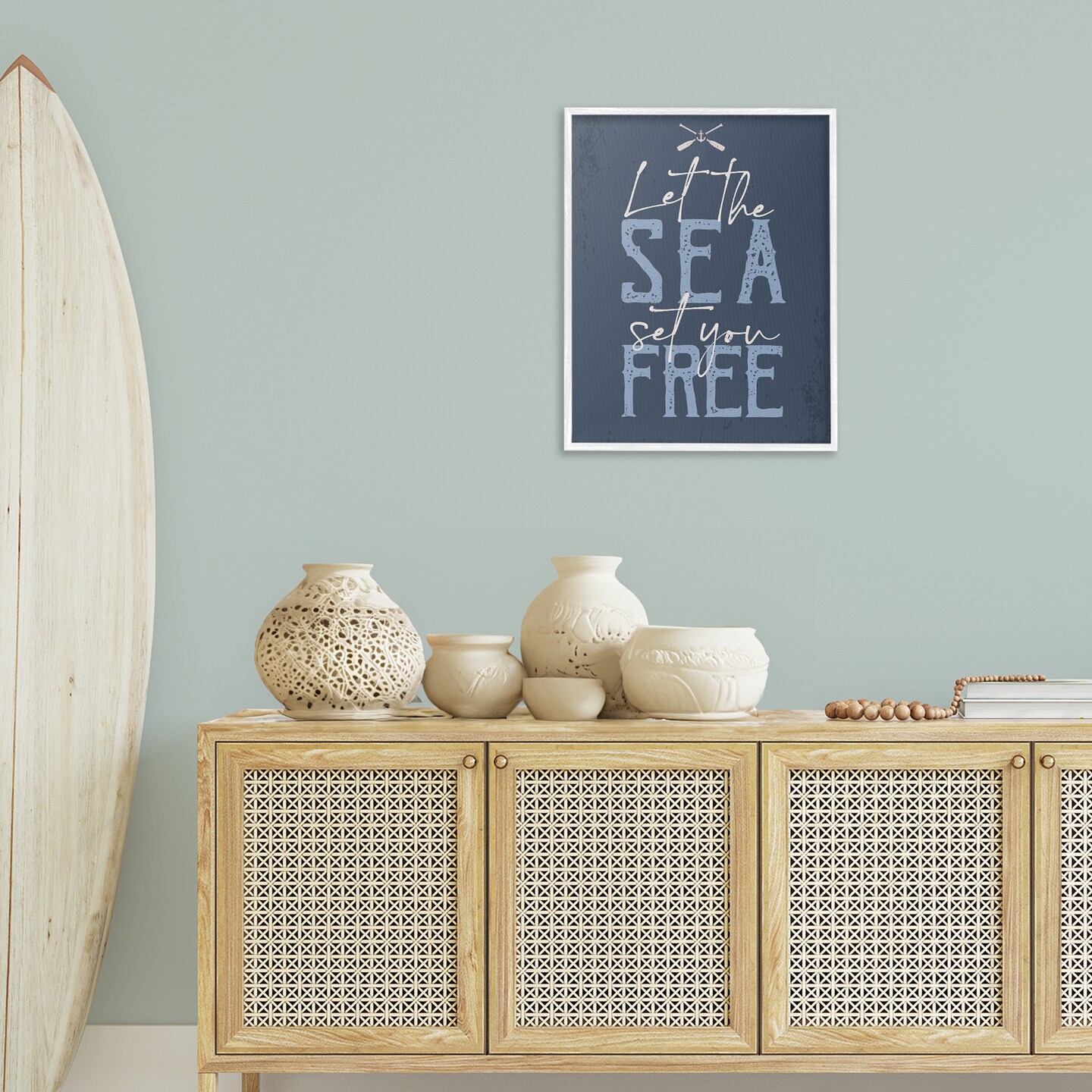 Stupell Industries Sea Set You Free Framed Giclee Wall Art Design by Angela Nickeas