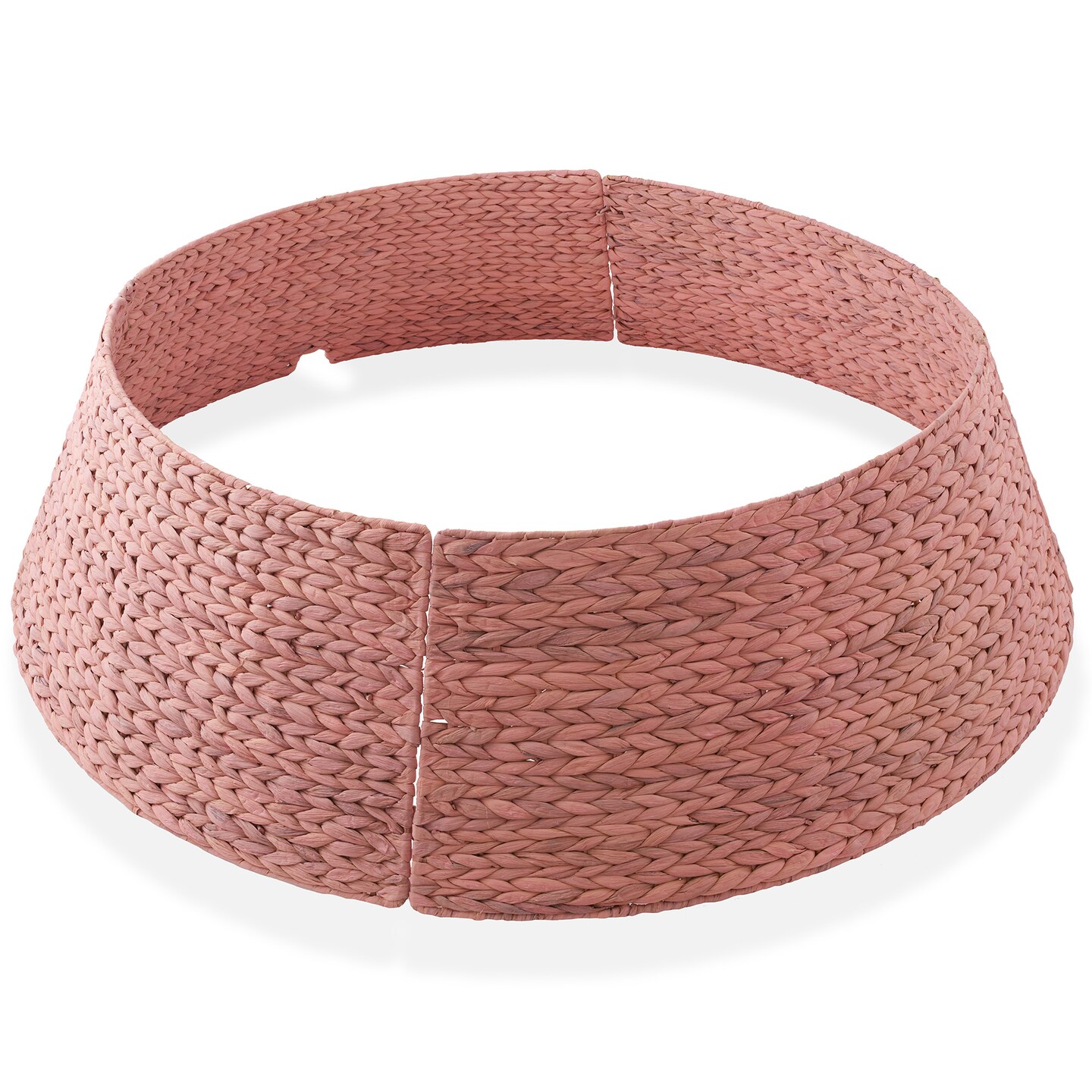 Casafield Christmas Tree Collar, Woven Water Hyacinth Tree Base Cover with Cord Cut Out