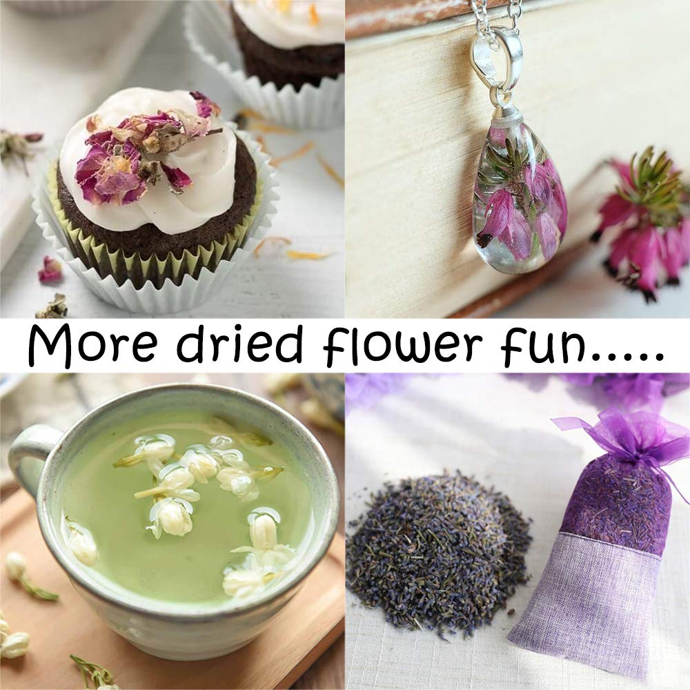 Dried Flowers, 21 Bags 100% Natural Dried Flowers Herbs Kit for Soap Making, DIY Candle, Bath, Resin Jewelry Making - Include Lavender, Don&#x27;t Forget Me, Lily, Rose Petals, Jasmine and More