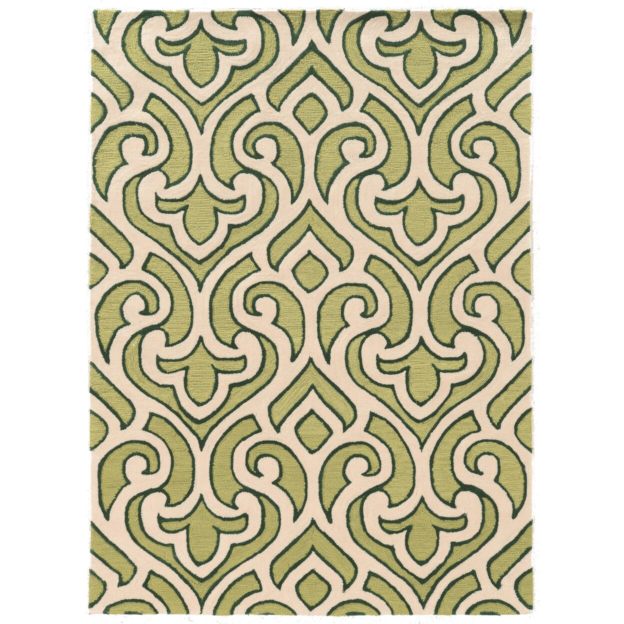 Trio Marple Ivory Green Area Rug 5X7 Transitional Contemporary