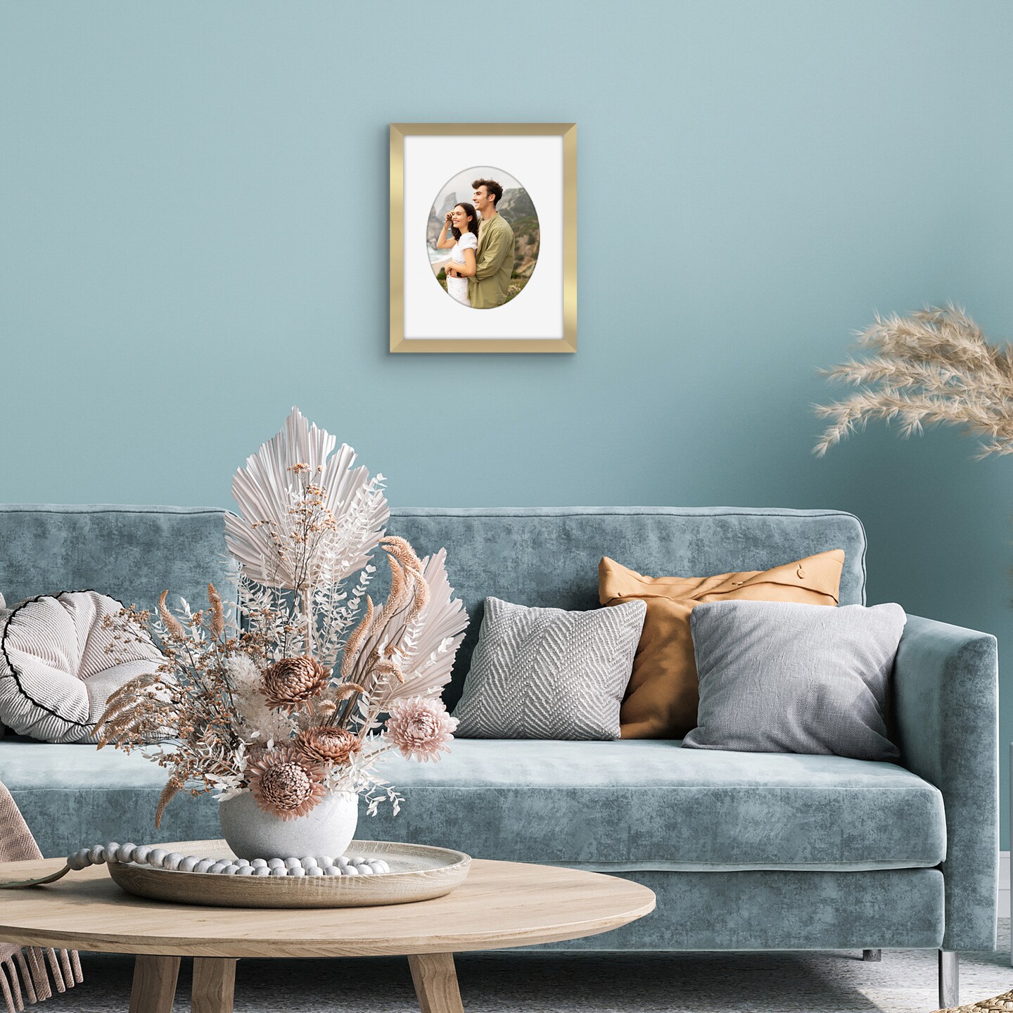 Americanflat Picture Frame with Oval-Shaped Mat - Ideal for Any Room, Living Rooms, Dorm Room