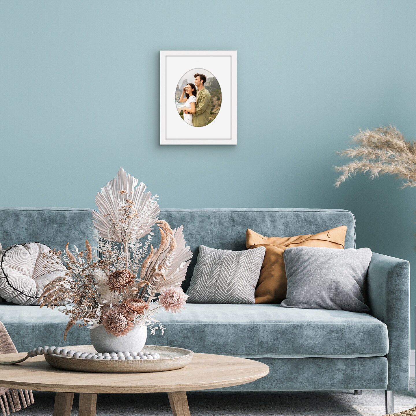 Americanflat Picture Frame with Oval-Shaped Mat - Ideal for Any Room, Living Rooms, Dorm Room