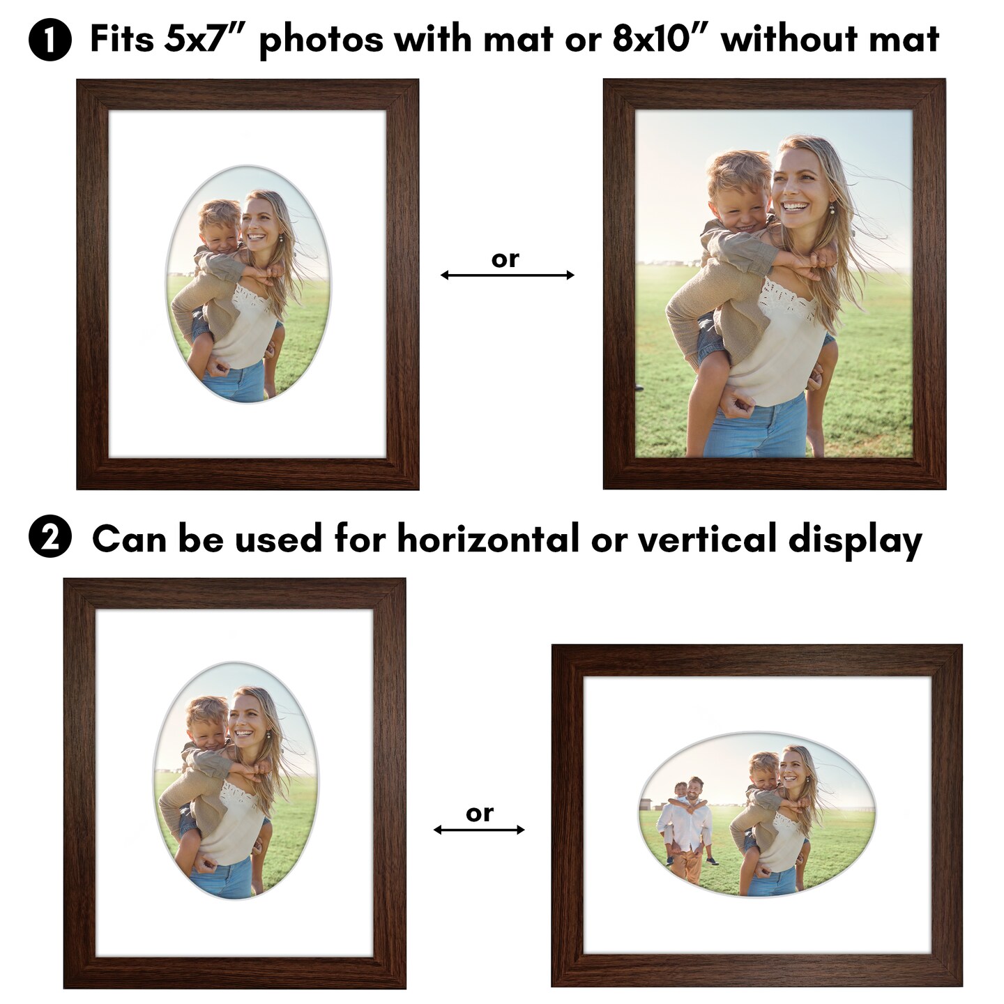 Americanflat Picture Frame with Oval-Shaped Mat - Ideal for Any Room, Living Rooms, Dorm Room