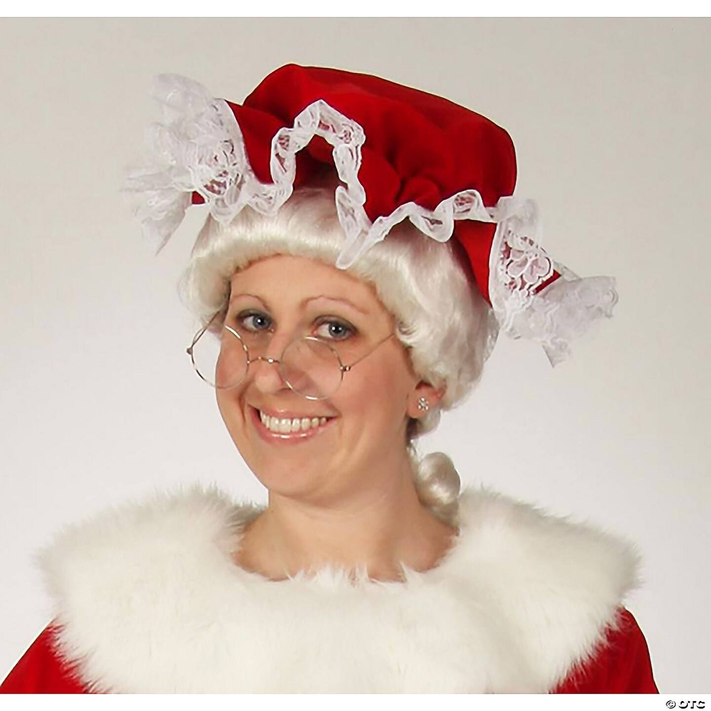 The Costume Center Regal Red Velvet Mop Hat with Lace Trim &#x2013; One Size Fits Most