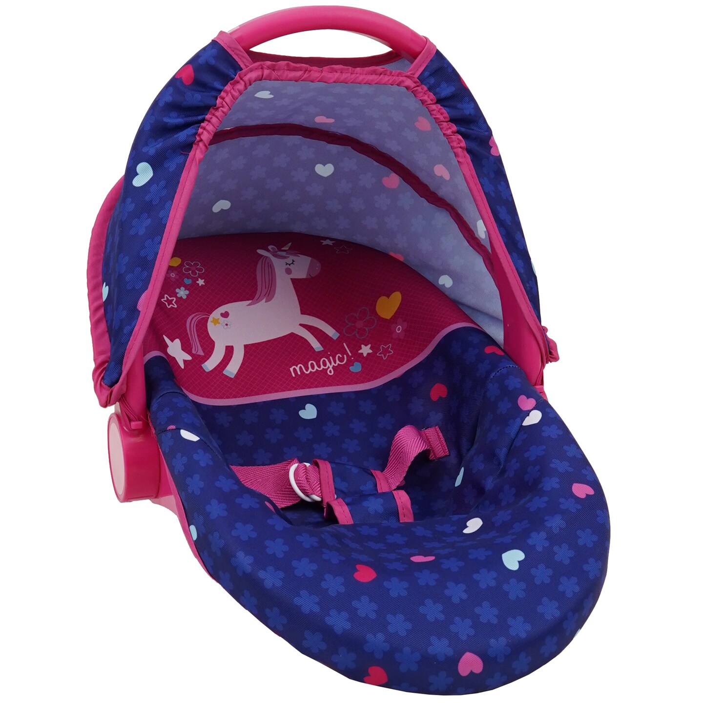 509 Crew: Unicorn Baby Doll 3-In-1 Car Seat, For Kids Pretend Play, Use as a Car Seat, Feeding Chair or Doll Carrier, Adjustable Harness Belt to Keep Baby Doll Secure, For Ages 3 and Up