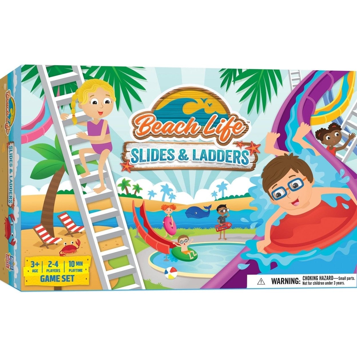 Beach Life Slides And Ladders Board Game By Masterpieces Ages 3+ Family Fun