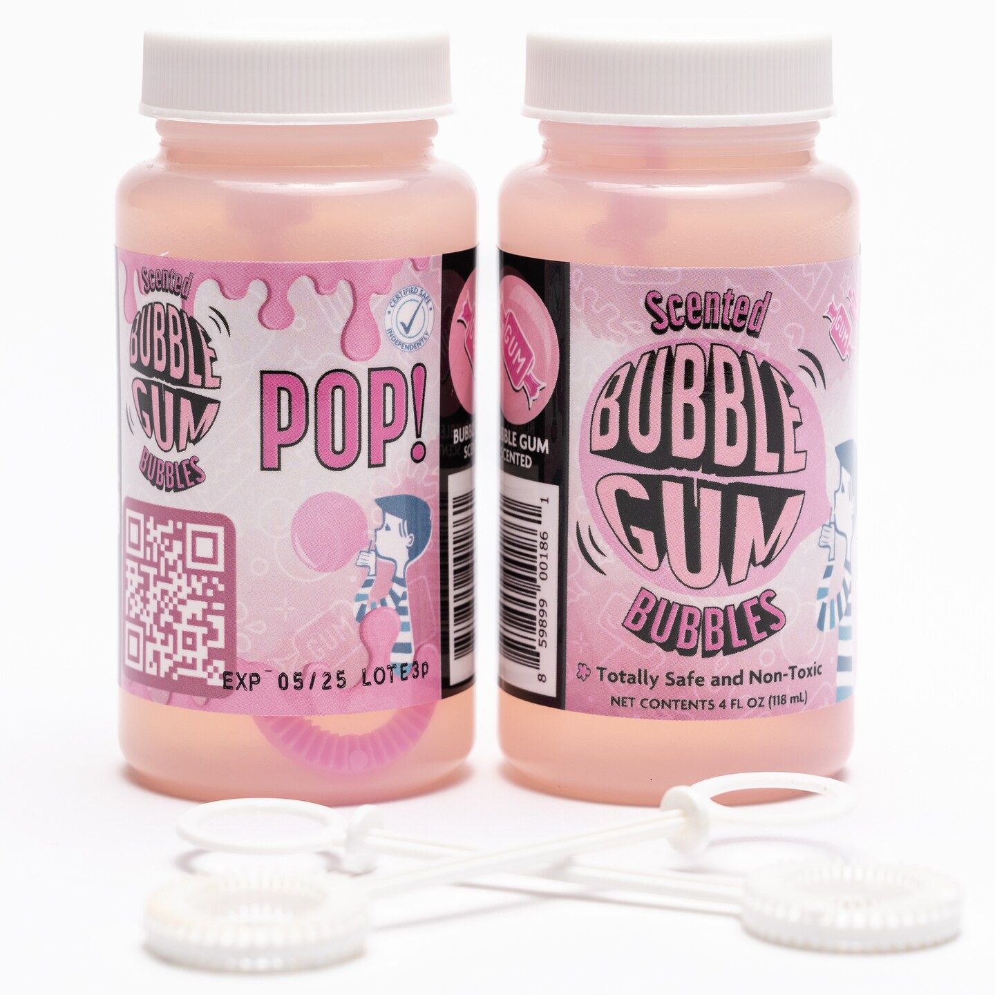 Atomic Bubbles: Bubble Love Bubblegum Scented Bubbles - 2 Pack - 4oz Bottles, Oversized Wand, Kids Events, Party Favors, Indoor &#x26; Outdoor, Non-Toxic