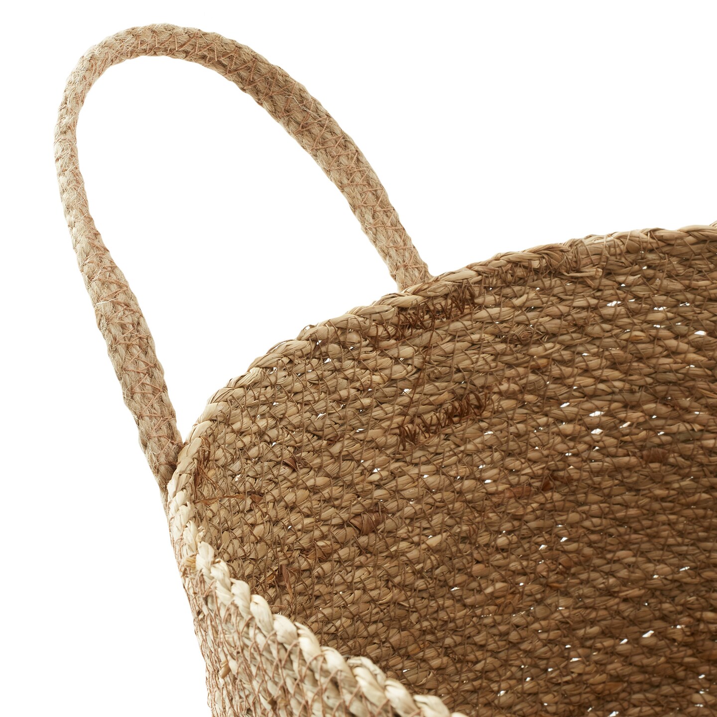 Casafield Set of 3 Braided Seagrass Baskets with Jute Handles - Natural, Woven Storage Basket Planters, Boho Decor for Entryway, Living Room, Bedroom